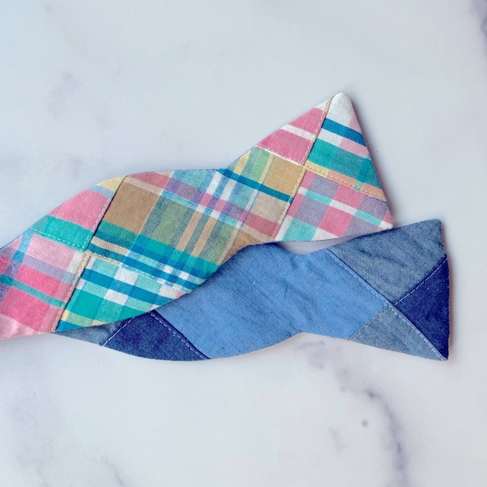 Fine And Dandy Patchwork Reversible Bow Tie - image 1